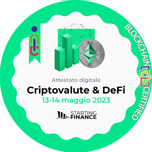 Masterclass Criptovalute & DeFi | Starter | Streaming | 13-14 maggio 2023